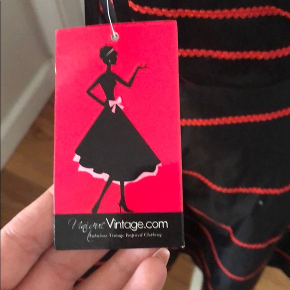 Unique Vintage Red & Black Pinup Dress NWT - Picture 7 of 10